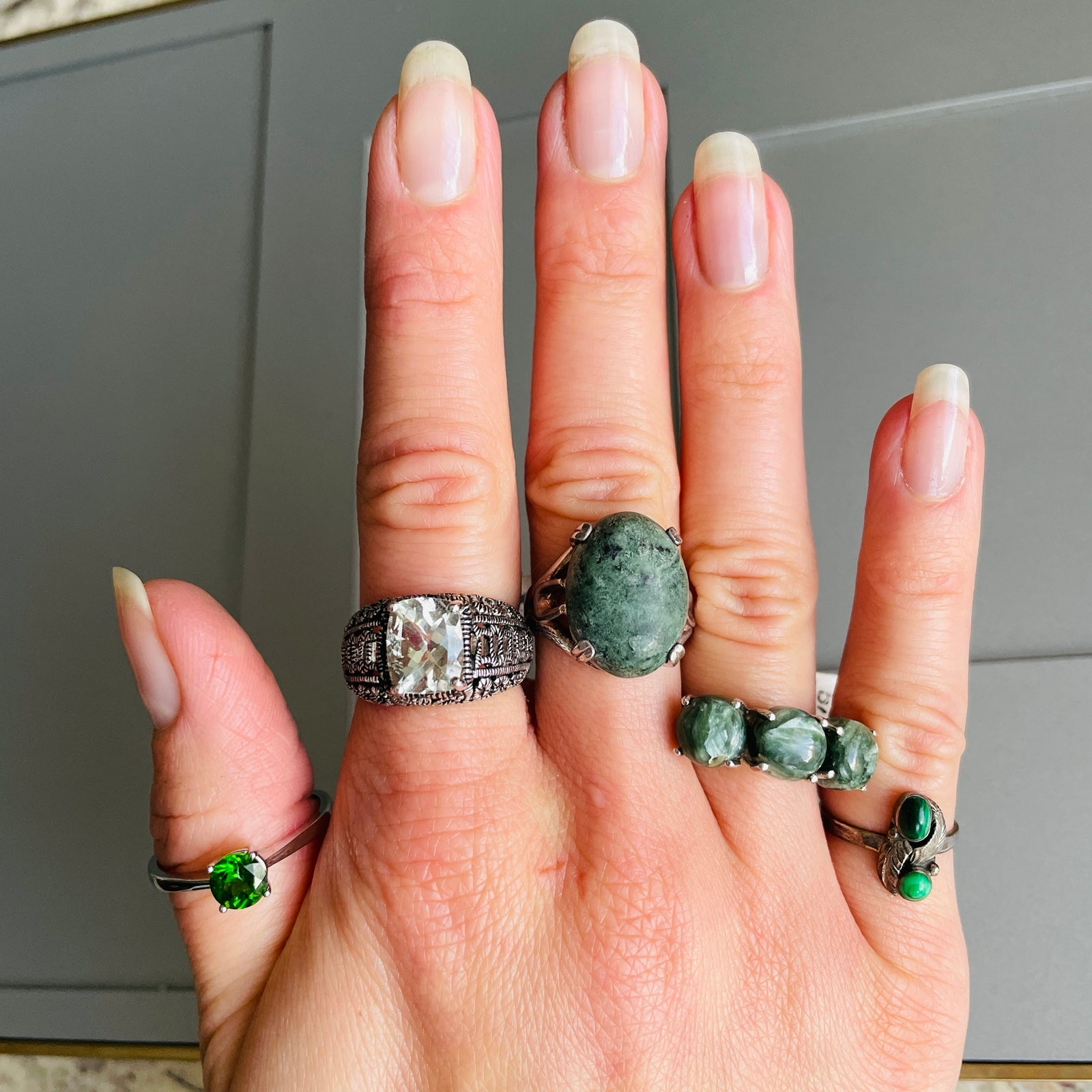 Sterling Silver Rings With Green Gemstones ASK FOR PRICES