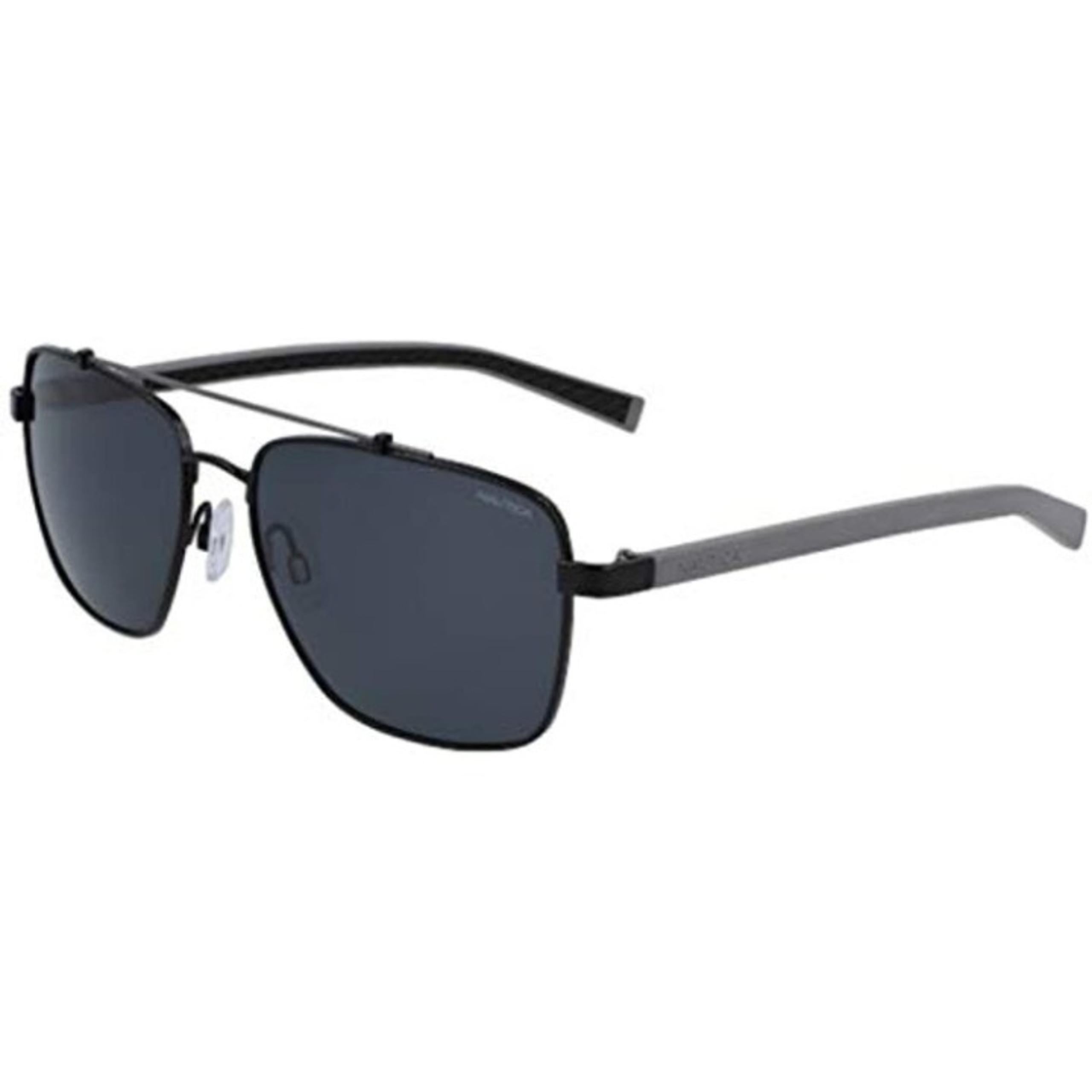 NEW NAUTICA N5135S 005 Polarized Matte Black Aviator Sunglasses with Grey Lenses