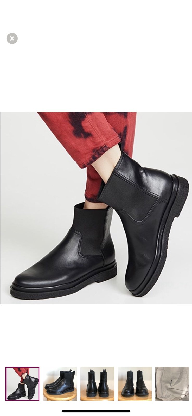 Vince Litton Black Leather Combat Chelsea Boot 9.5