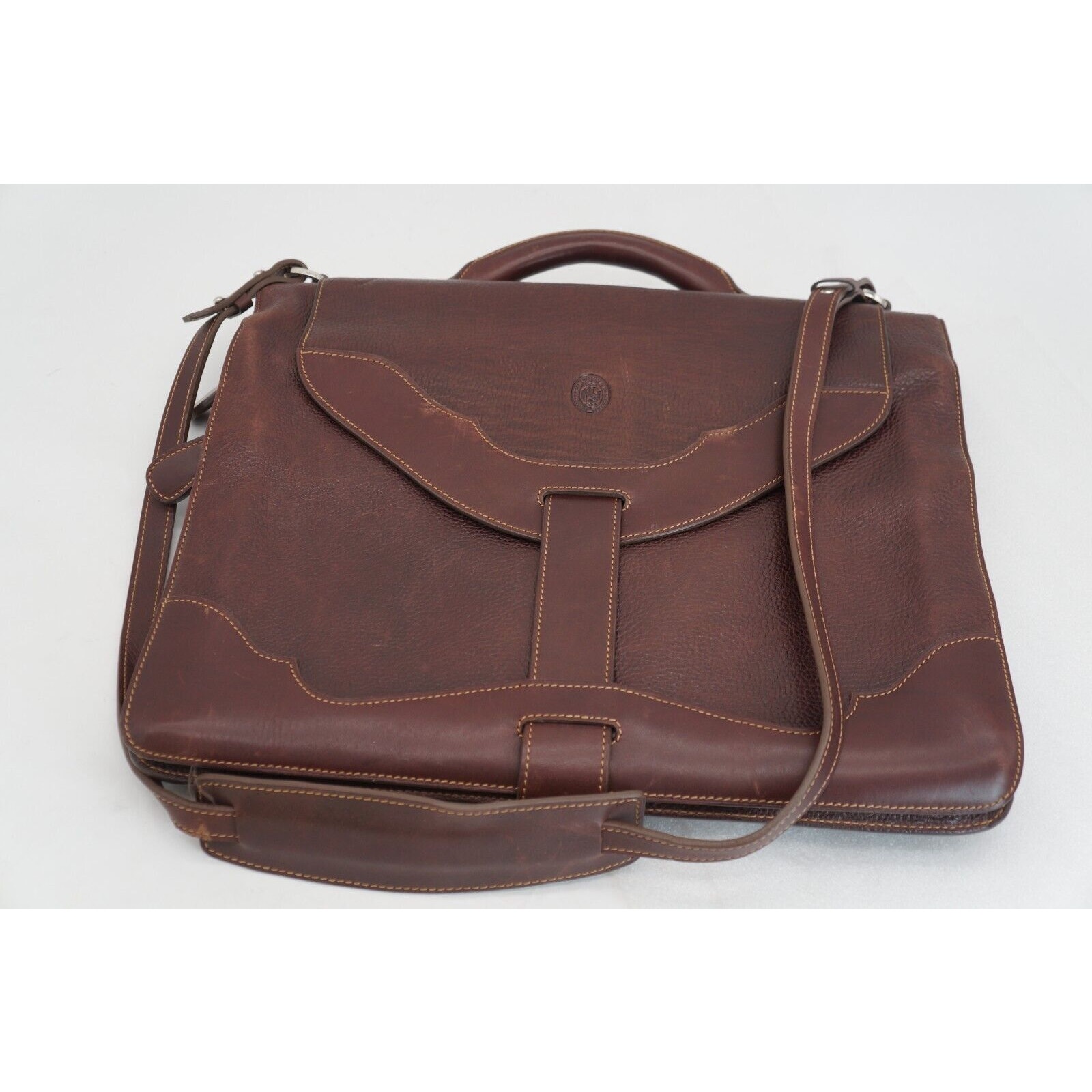 PATRICK SANCE Heavy-Duty Leather Lawyer Briefcase / Messenger Bag -American Made