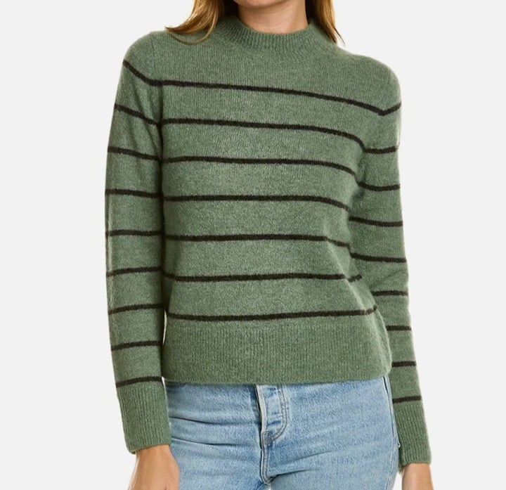 Vince Brushed Wide Stripe Alpaca & Wool-Blend Sweater Size M