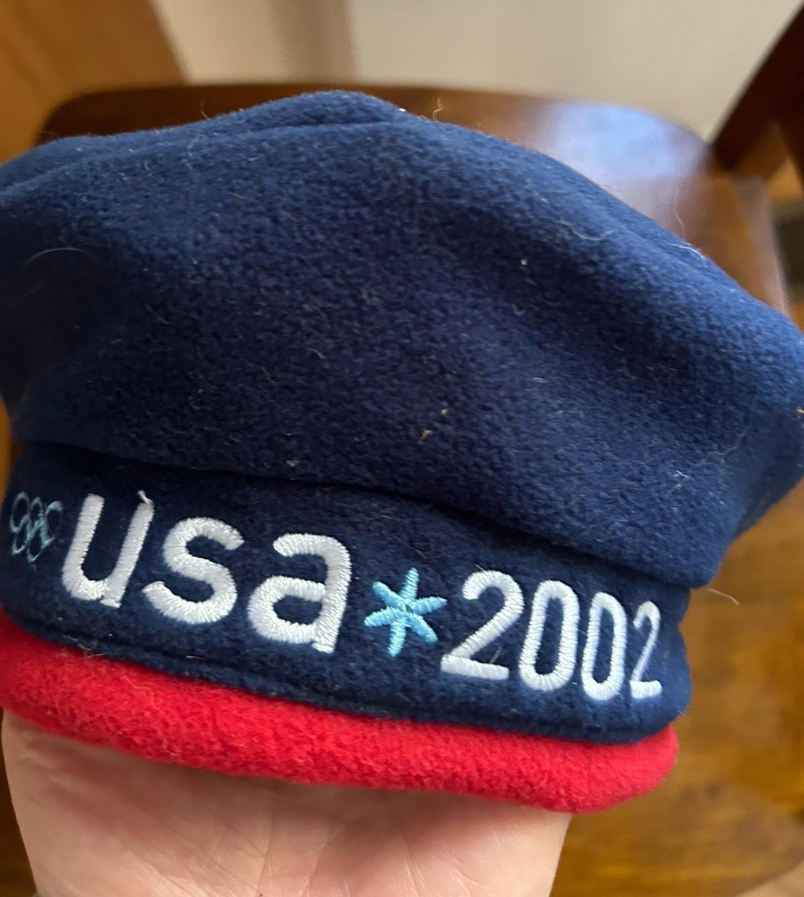 Vintage Roots Athletics 2002 Winter Olympics Team USA Fleece Beret Beanie Hat OS