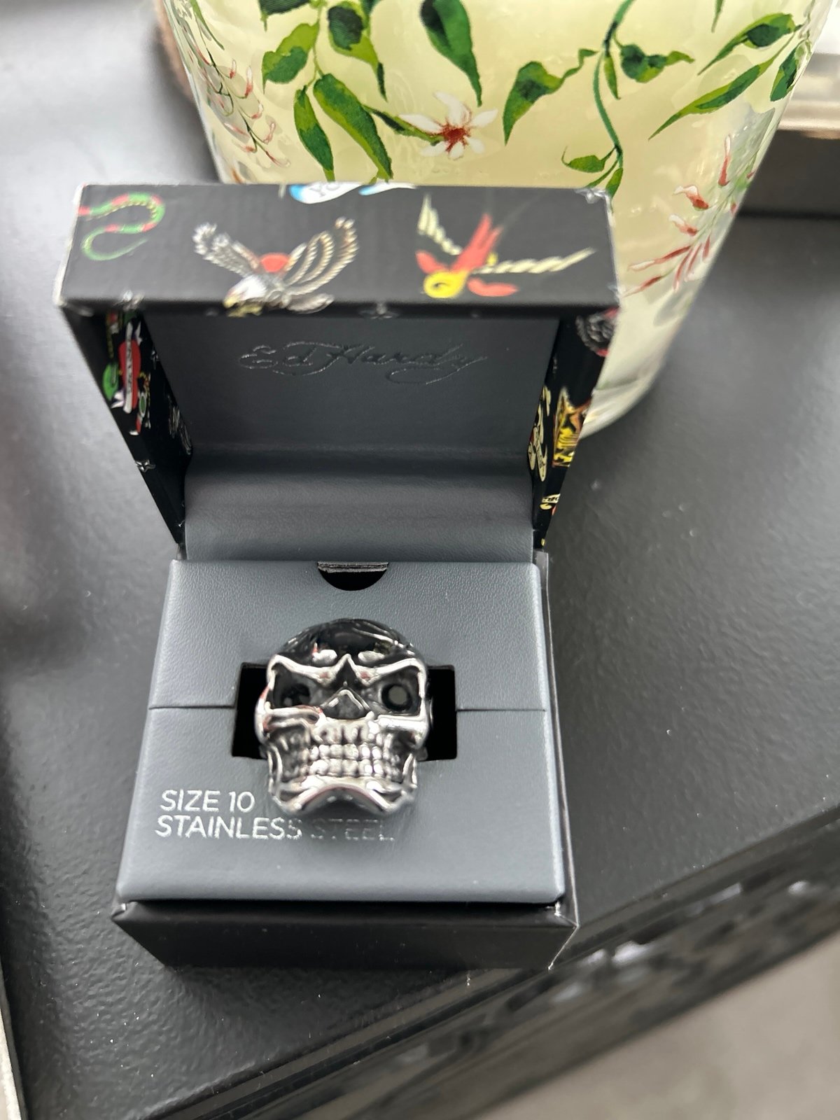 NEW Ed Hardy Skull Stainless Steel Ring Size 10