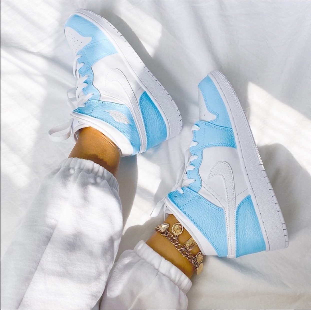 ⚡️Custom Air Jordan Mid (Icy Blue)⚡️