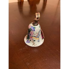 Chinese Vintage Cloisonne Bell Shaped Ornament Trinket Humming Bird Green