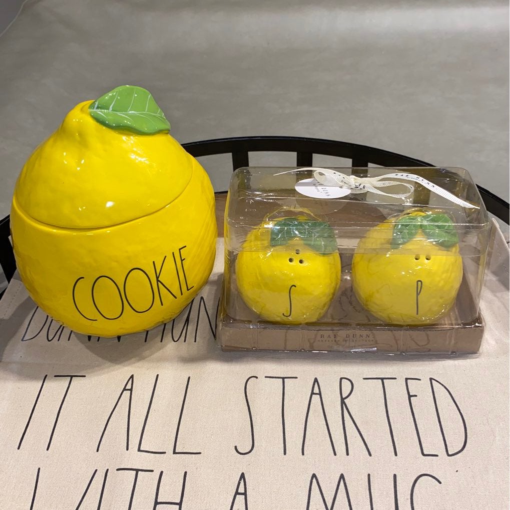 Rae Dunn Lemon Cookie Jar & Salt/Pepper Shaker