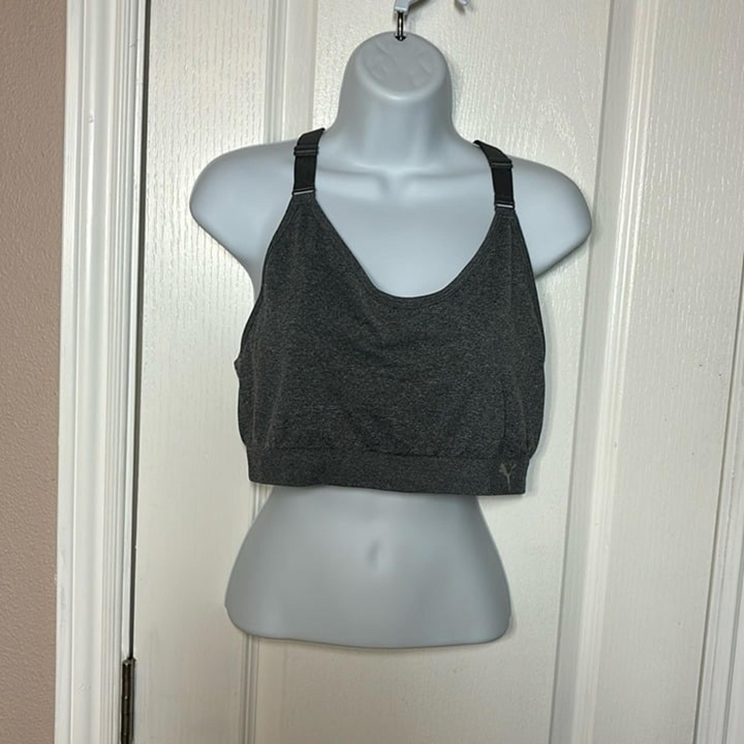 Puma Women's Racerback Adjustable Straps Grey Sports Bra Size XL Pre-Owned