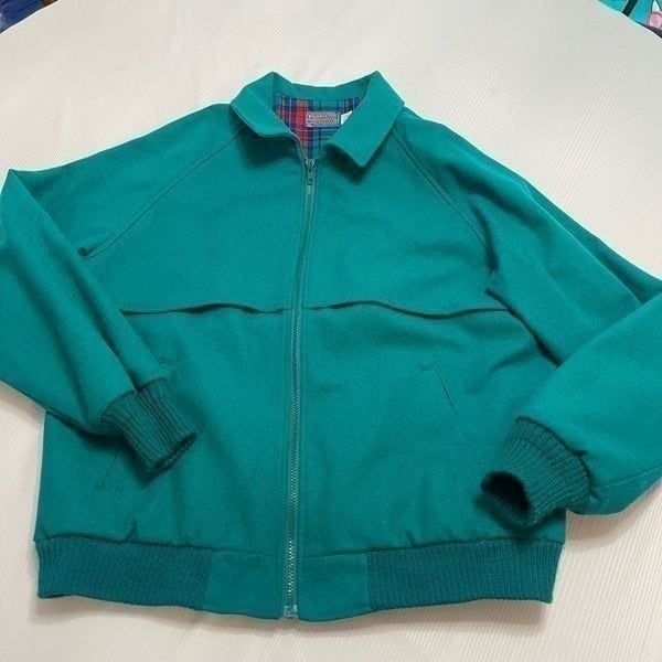 Pendleton Wool VTG 90s Teal Jade Bomber Jacket Size Large Read Description