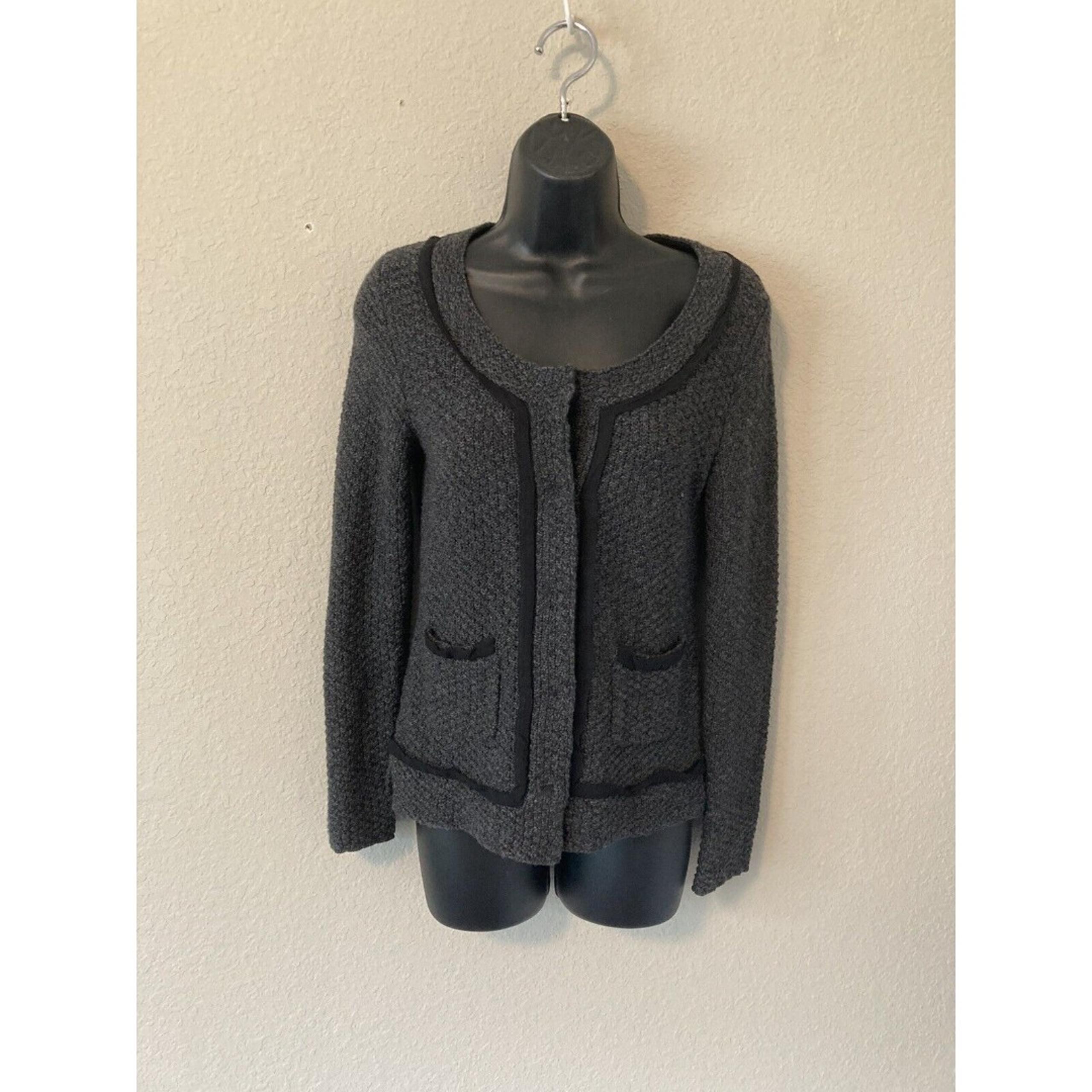 Banana Republic Jackie O Jacket Womens Size XS Petite Wool Grey and Black