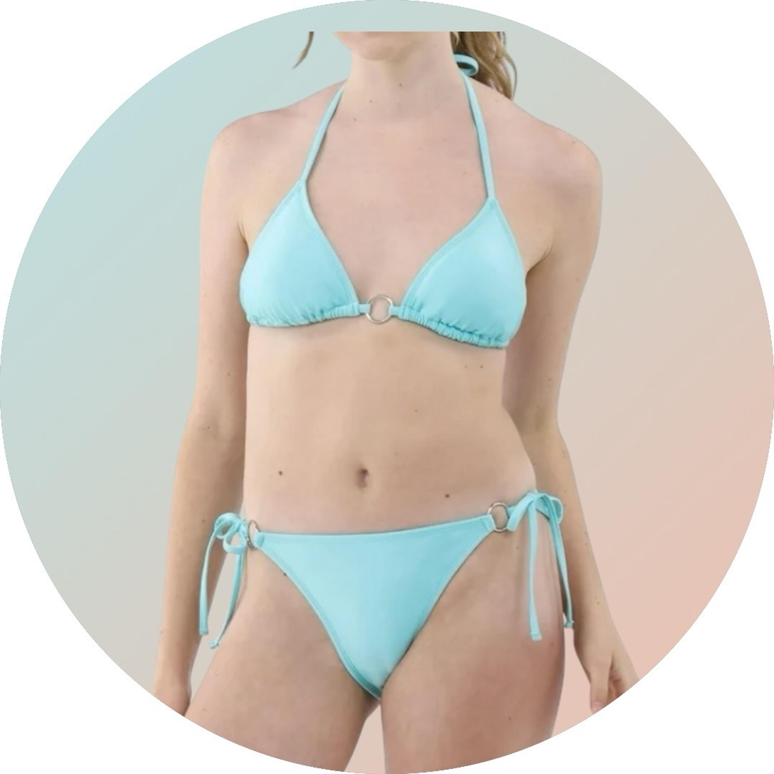 No Boundaries Women's 2-Piece O-Ring, String, Turquoise Bikini Set Size XS (0-2)