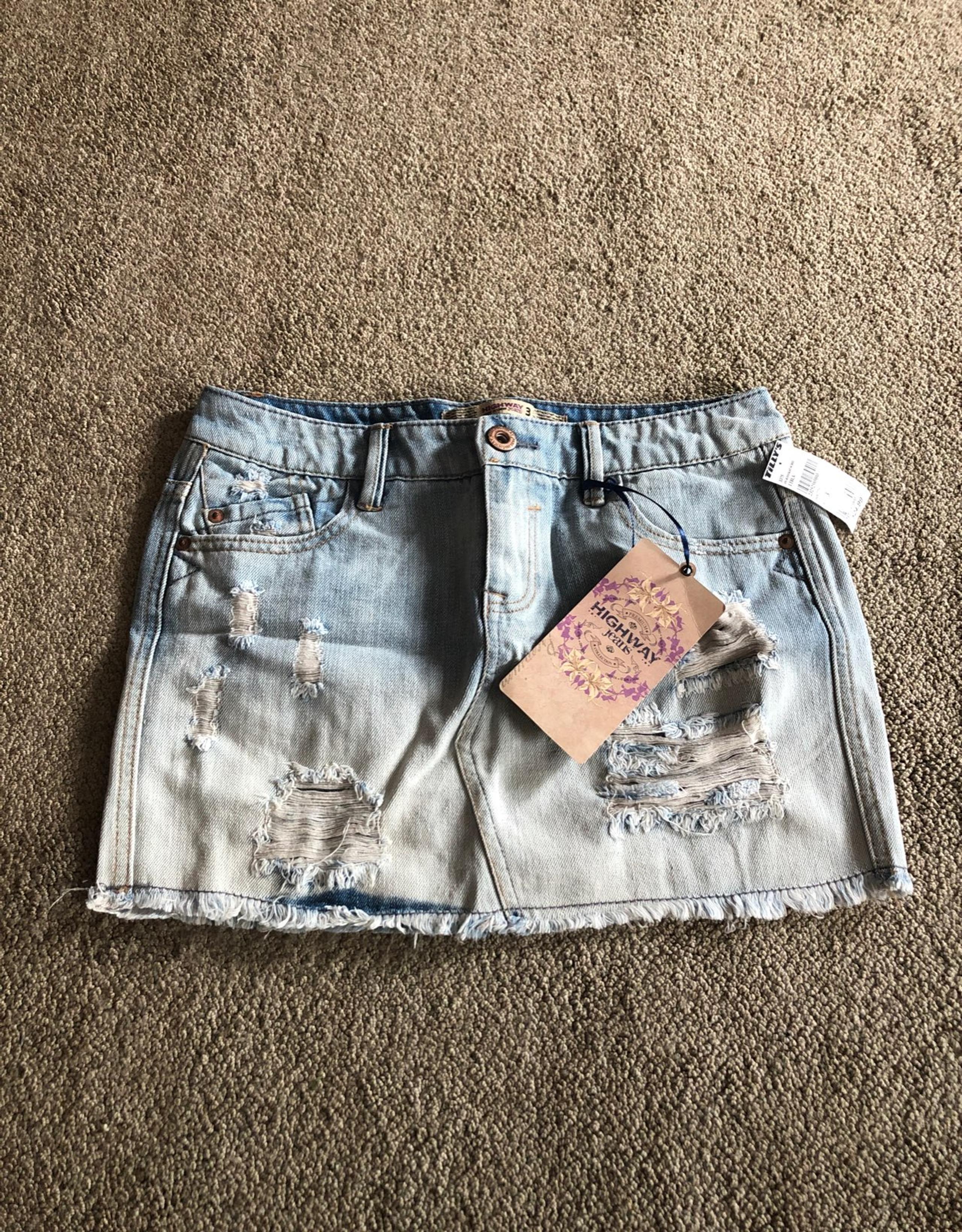 highway jeans distressed mini skirt sz 3