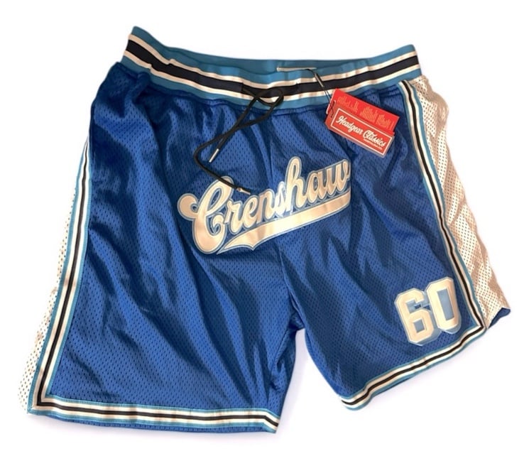 (5XL) Nipsey Hussle Blue “Crenshaw” Men's Basketball Shorts #60 NWT 100% Satin