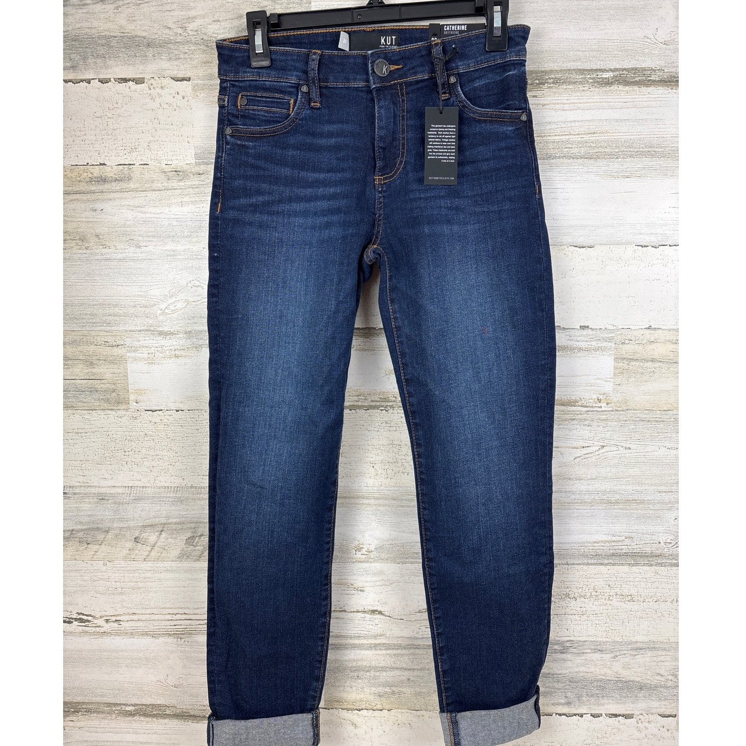 KUT womens 00 catherine boyfriend blue jeans mid rise 5 pocket new dark wash