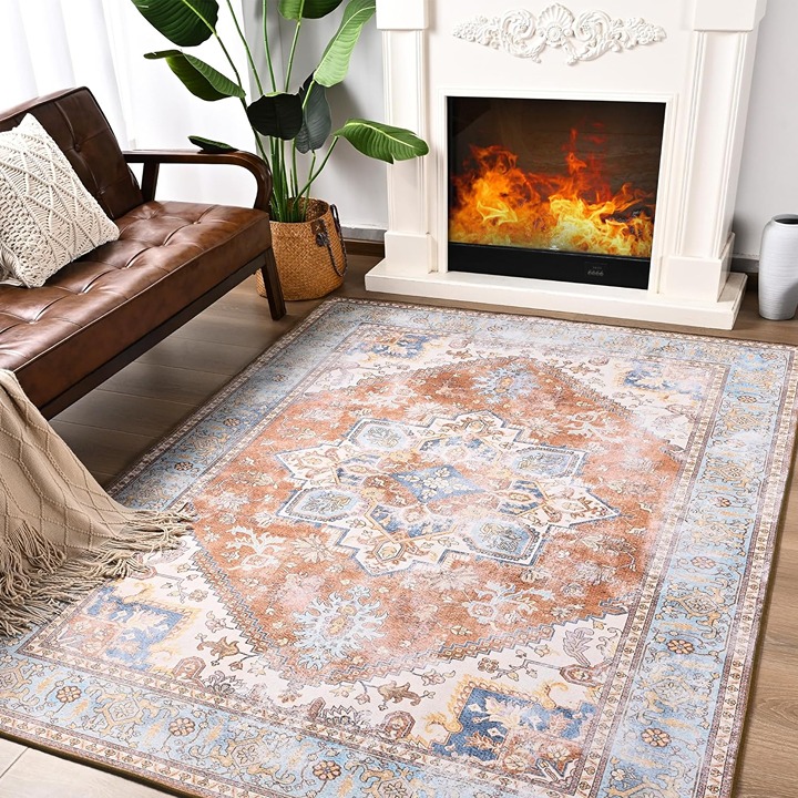 Large Area Rug 5x7, Washable Vintage Rug for Bedroom Living Room New