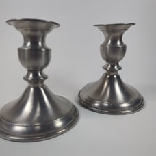Leonard Pewter Candlesticks, Vintage Weighted Candle Holders Made in Bolivia