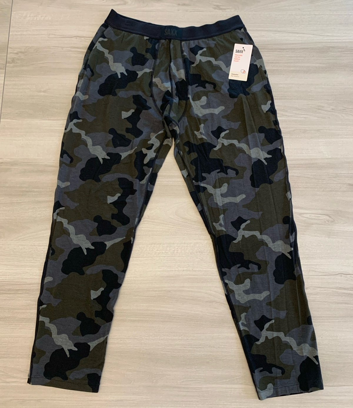 NWT SAXX Ballpark Pouch Sleepwalker Pants Relaxed Fit Green Camo Men’s Sz Lg