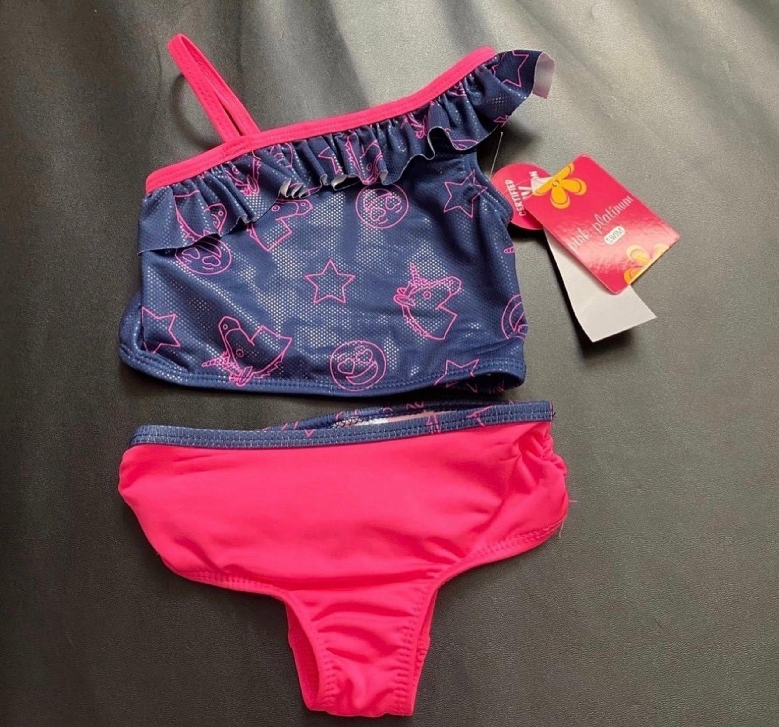 NWT Pink Platinum preppy emoji swimsuit girls size 2T