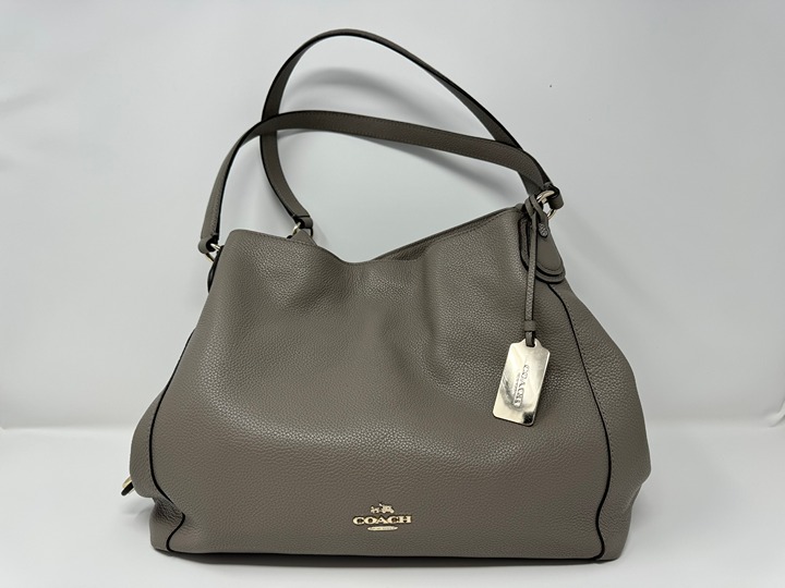 Coach Pebbled Leather Gray Edie Shoulder Bag