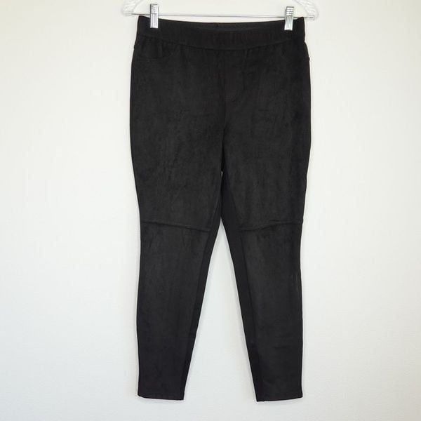 H by Halston Faux Suede Petite 4 Skinny Pants - Black - Poly Blend Great Conditi