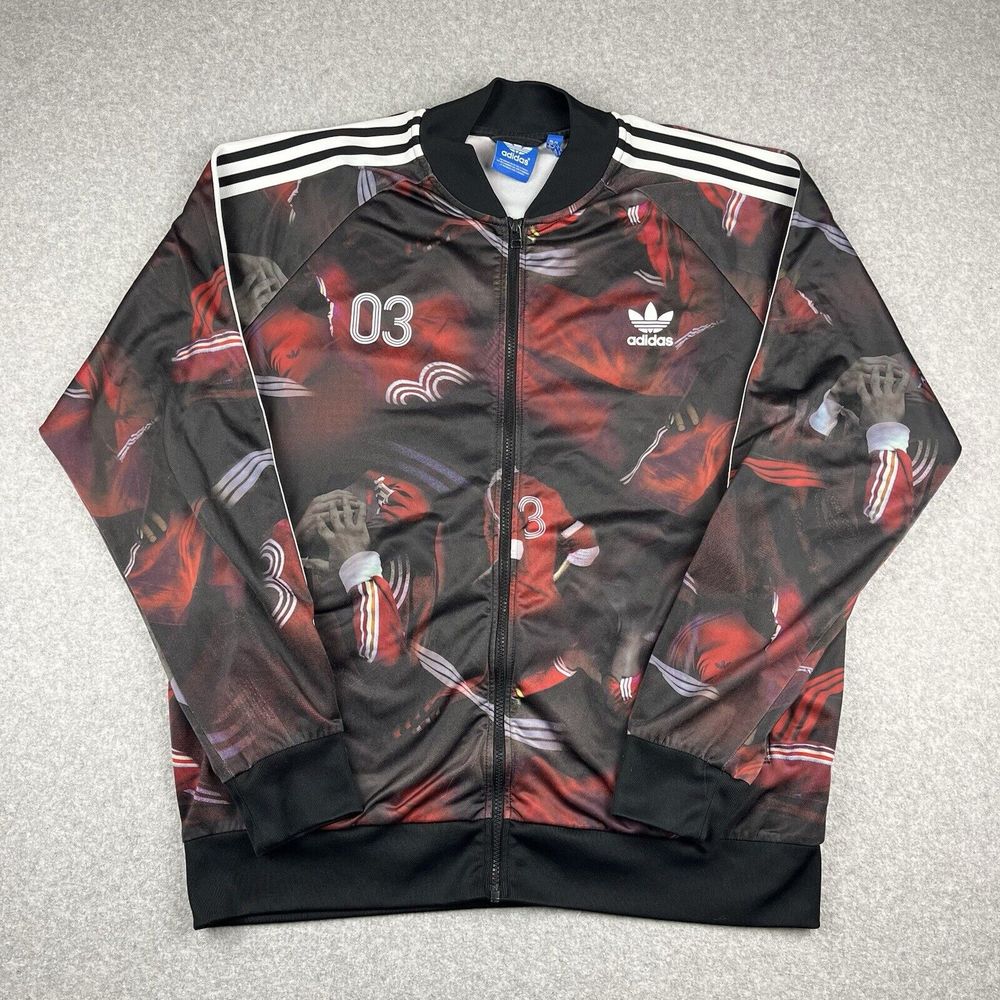 Adidas Track Jacket Mens 2XL Beckenbauer Trefoil Originals Futbol Print 03 Zip