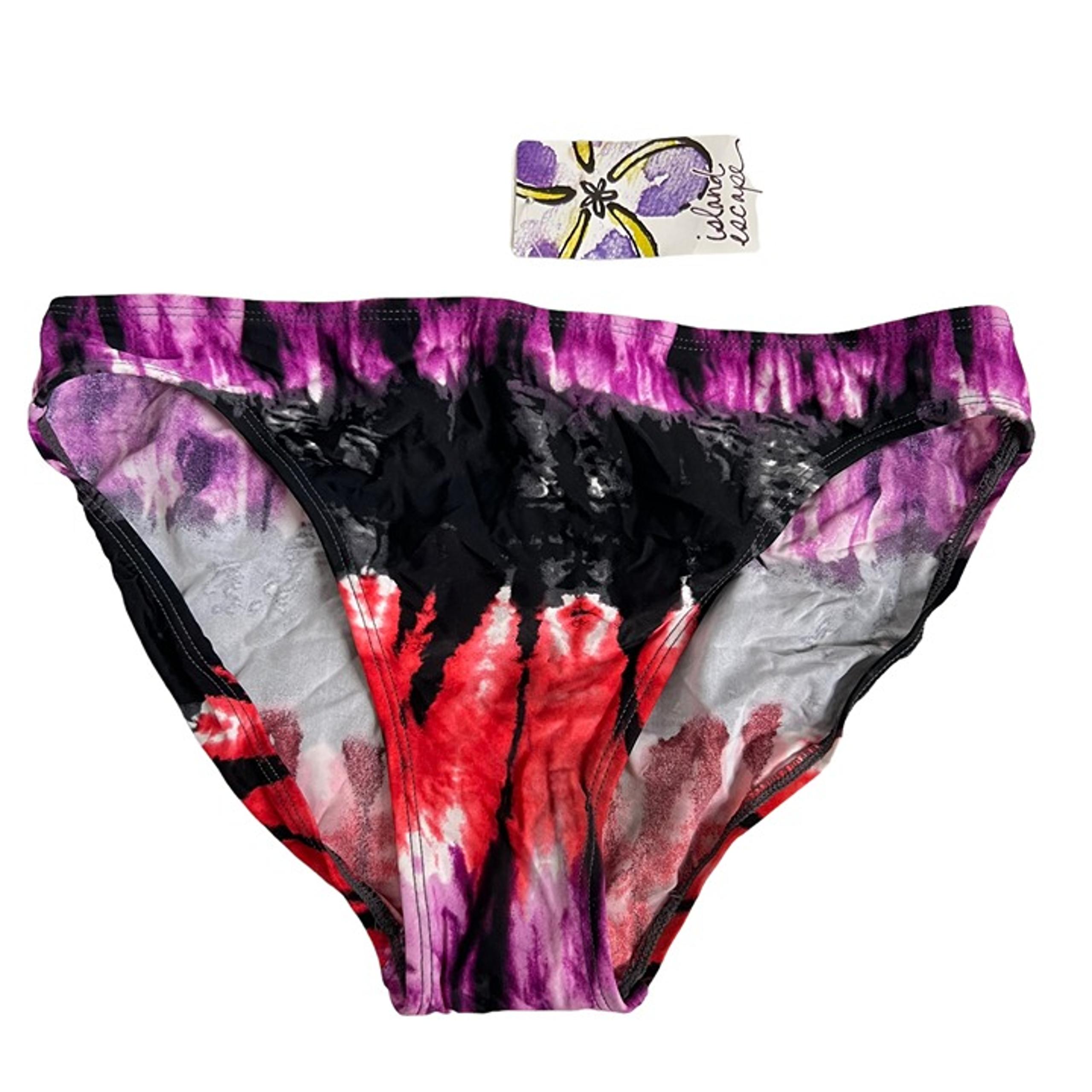 Tie dye bikini bottoms size 6 small purple red black swimsuit bathing suit ikat