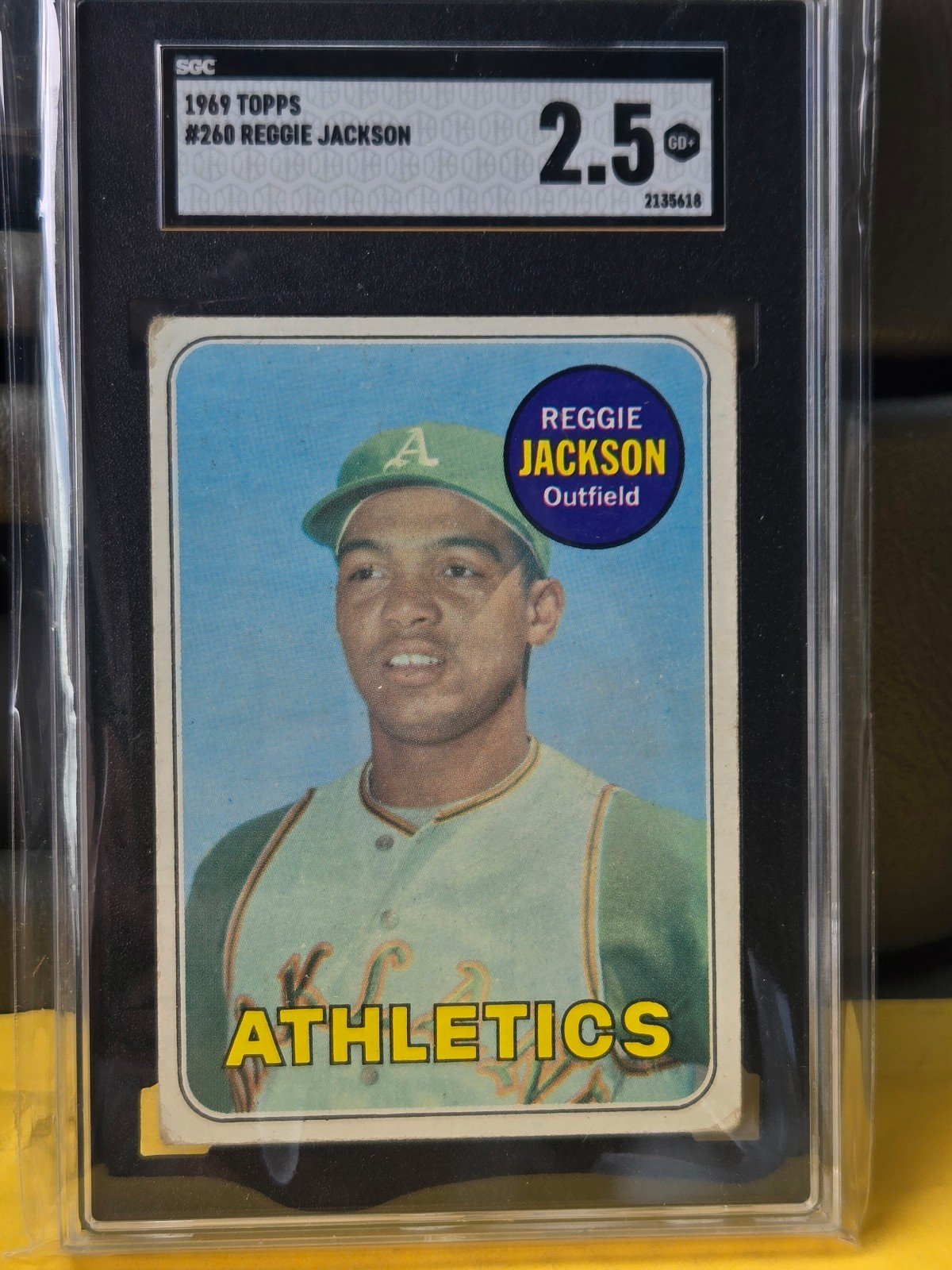 REGGIE JACKSON ROOKIE CARD SGC 2.5 1969 TOPPS VERY GOOD. HALL OF FAME