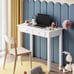 Small Writing Desk with Hutch and USB Ports, 31.5 Home Office Desk with Drawers
