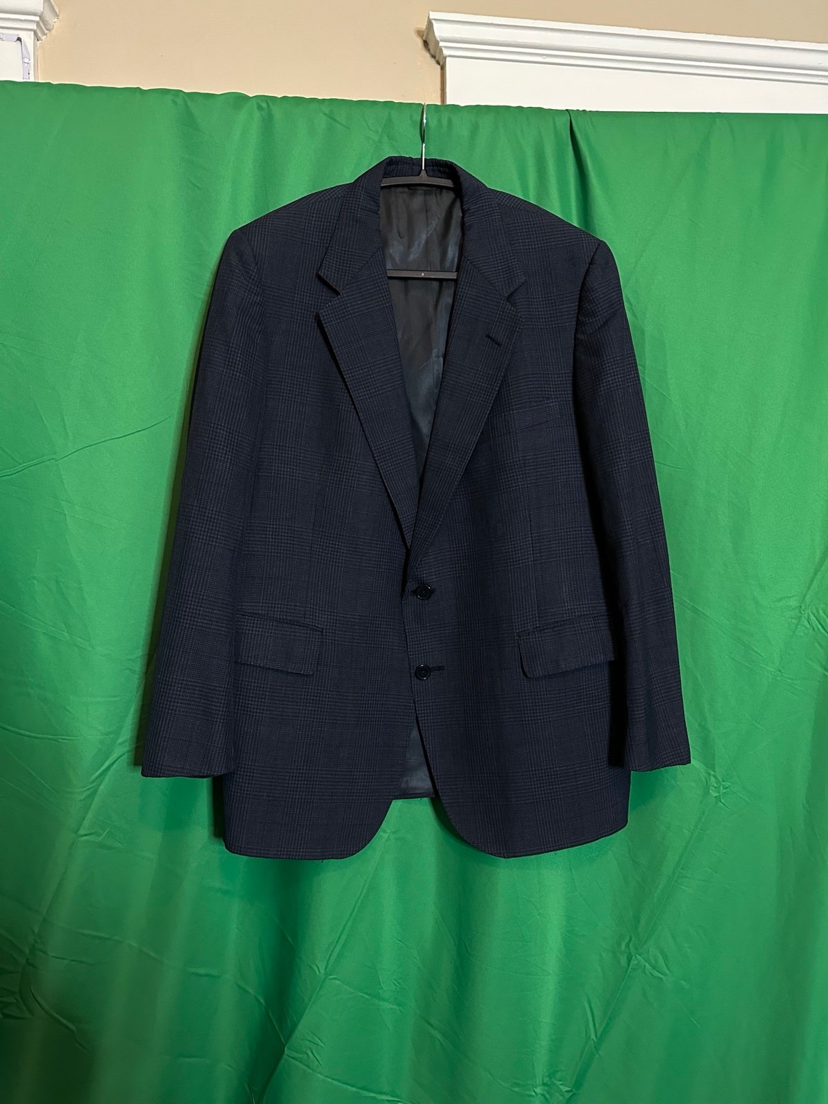 LANVIN blue plaid houndstooth USA-made vintage blazer jacket