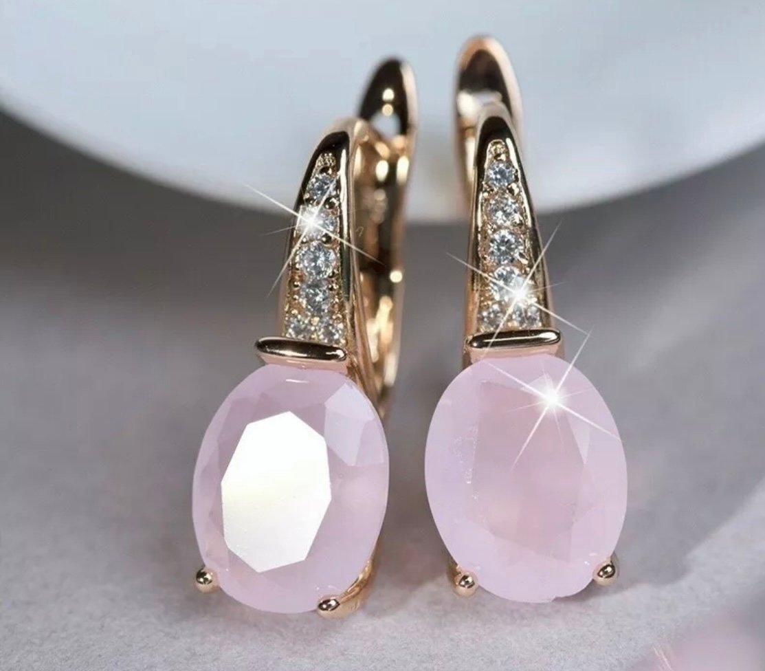 Pink Rose Gold Drop Earrings