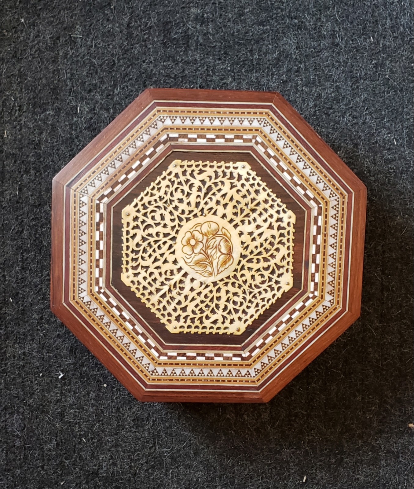 Vintage Handmade Jewelry Box with Key
