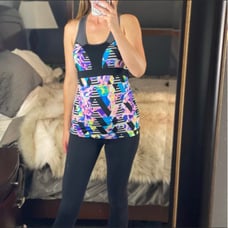 FILA Workout Halter Neon Abstract Top, M