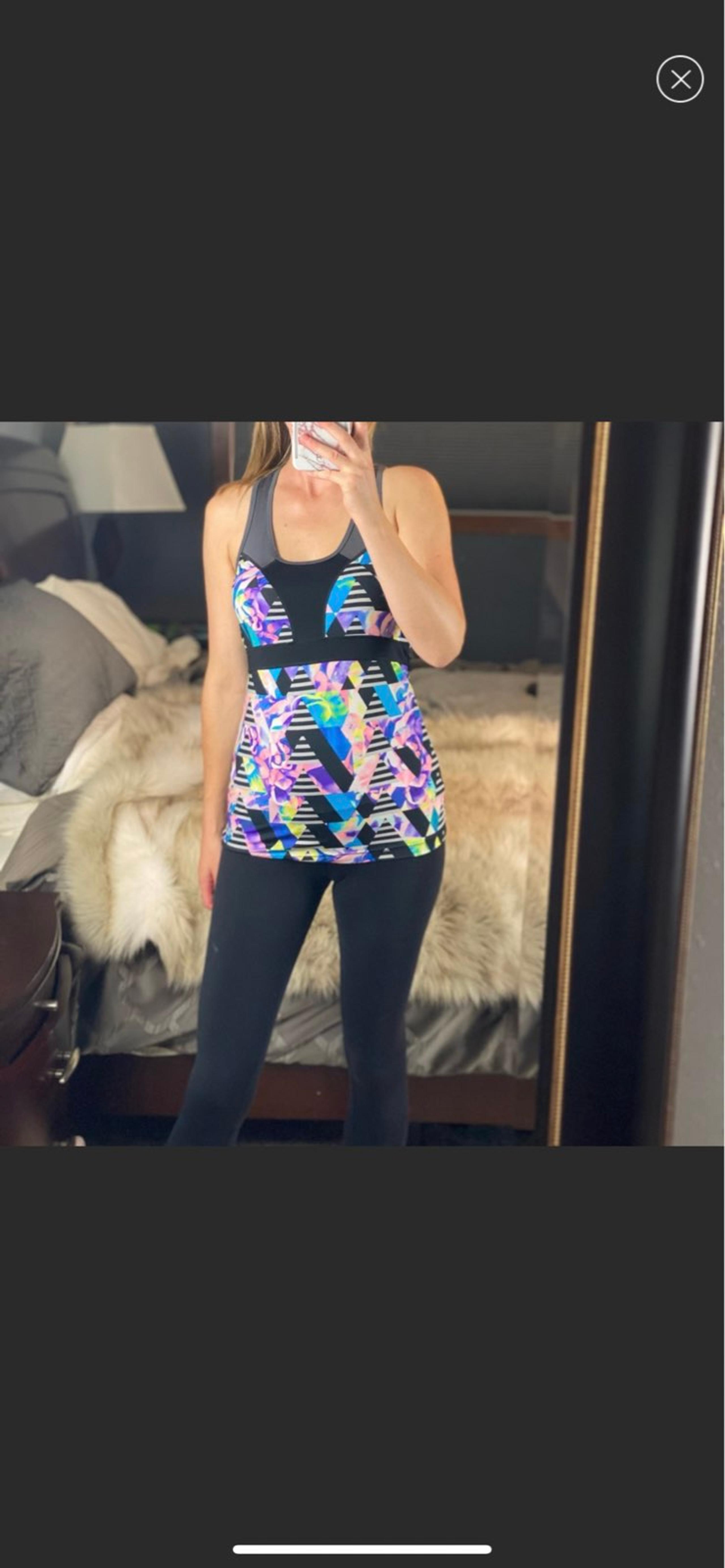 FILA Workout Halter Neon Abstract Top, M