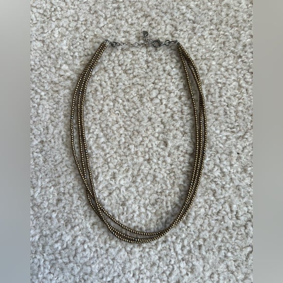 Silpada N1591 Retired Bronze Glass Bead Triple Strand Necklace – .925 Sterling