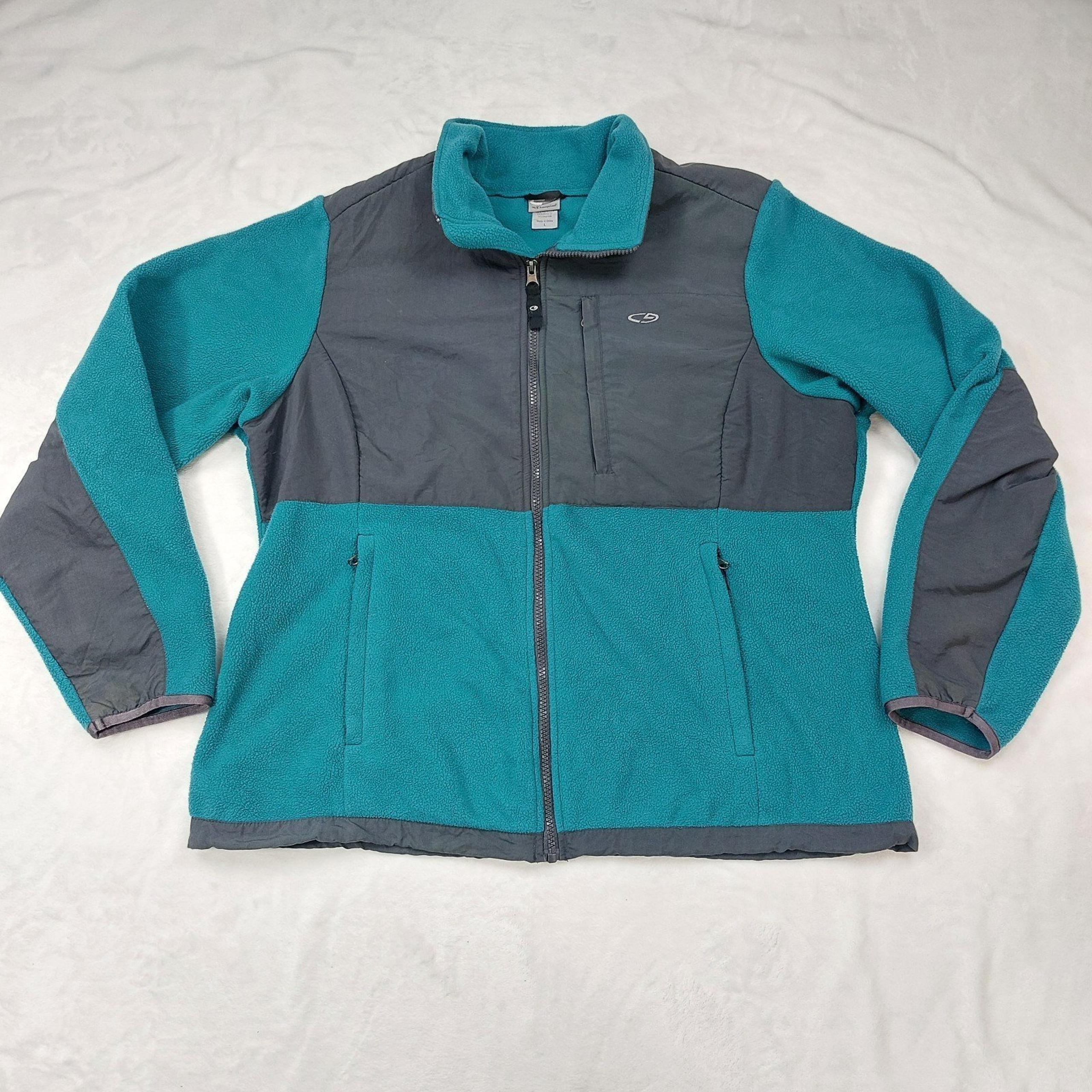 CHAMPION C9 WOMEN'S GREEN TEAL GRAY 100% POLYESTER FLEECE JACKET SIZE LARGE