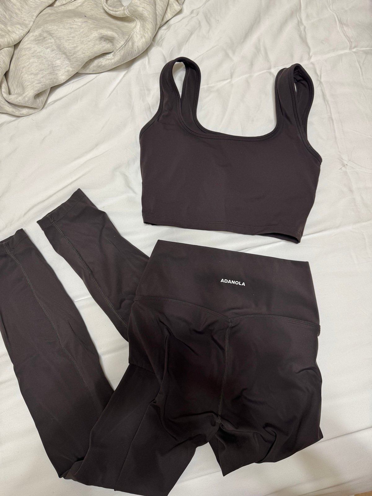 Adanola coffee bean brown ultimate leggings (size small) and bra (size xs)