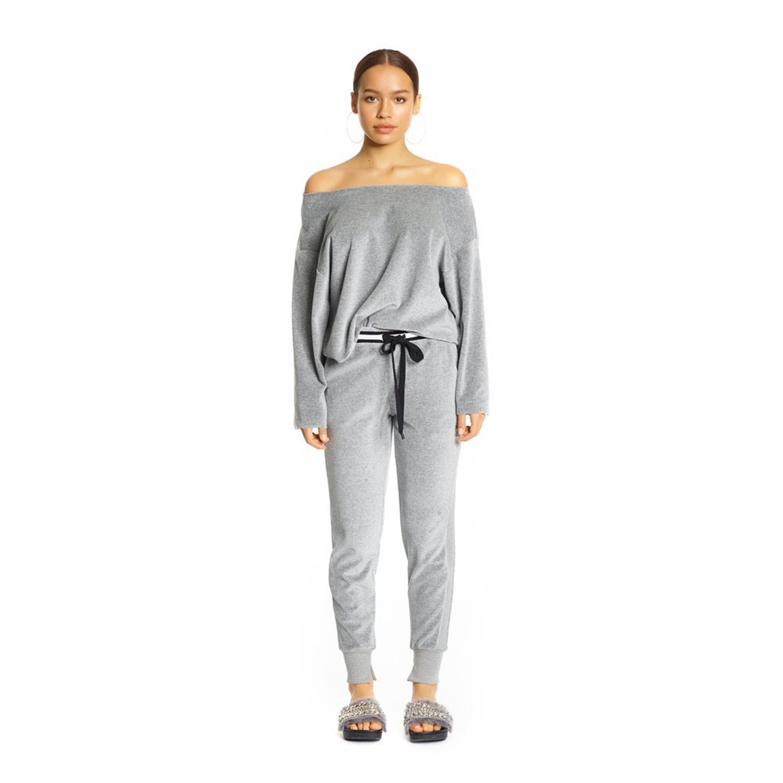 kendall and kylie Velour Joggers  in Gra