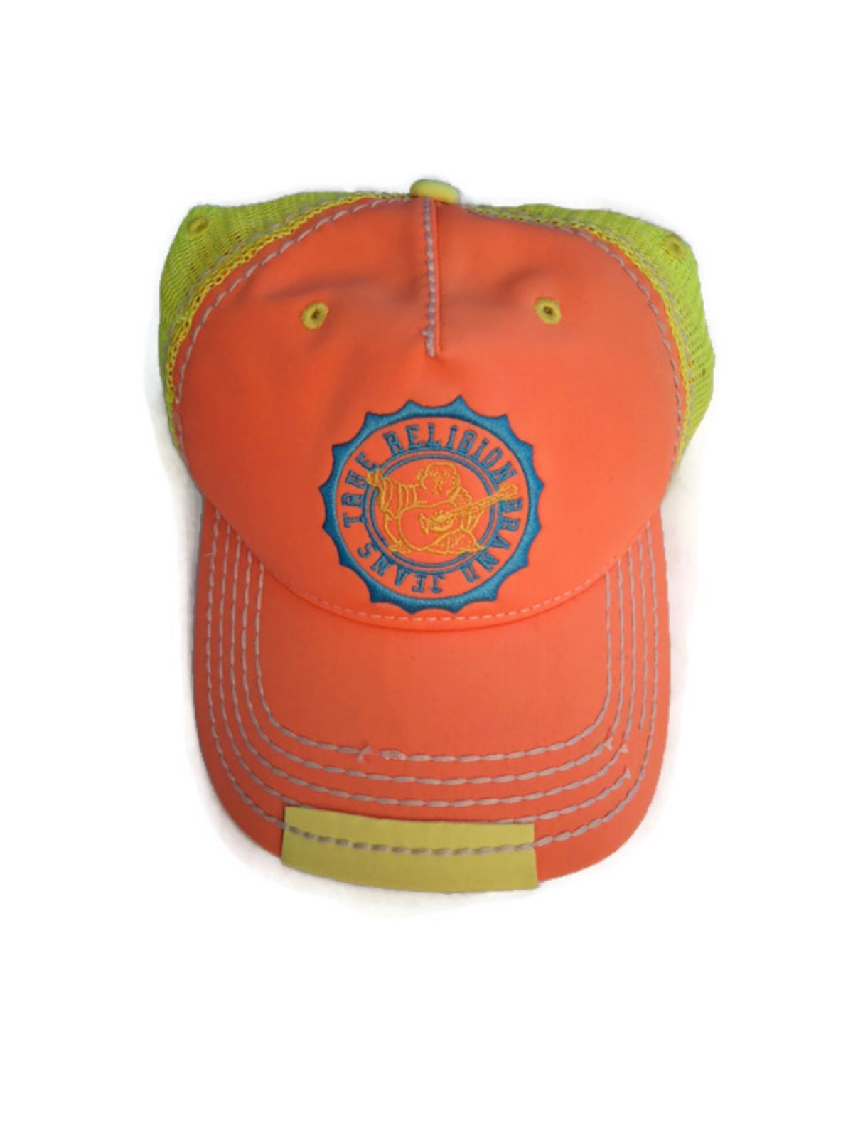 True Religion Neon Multicolor Logo Strapback Trucker Hat