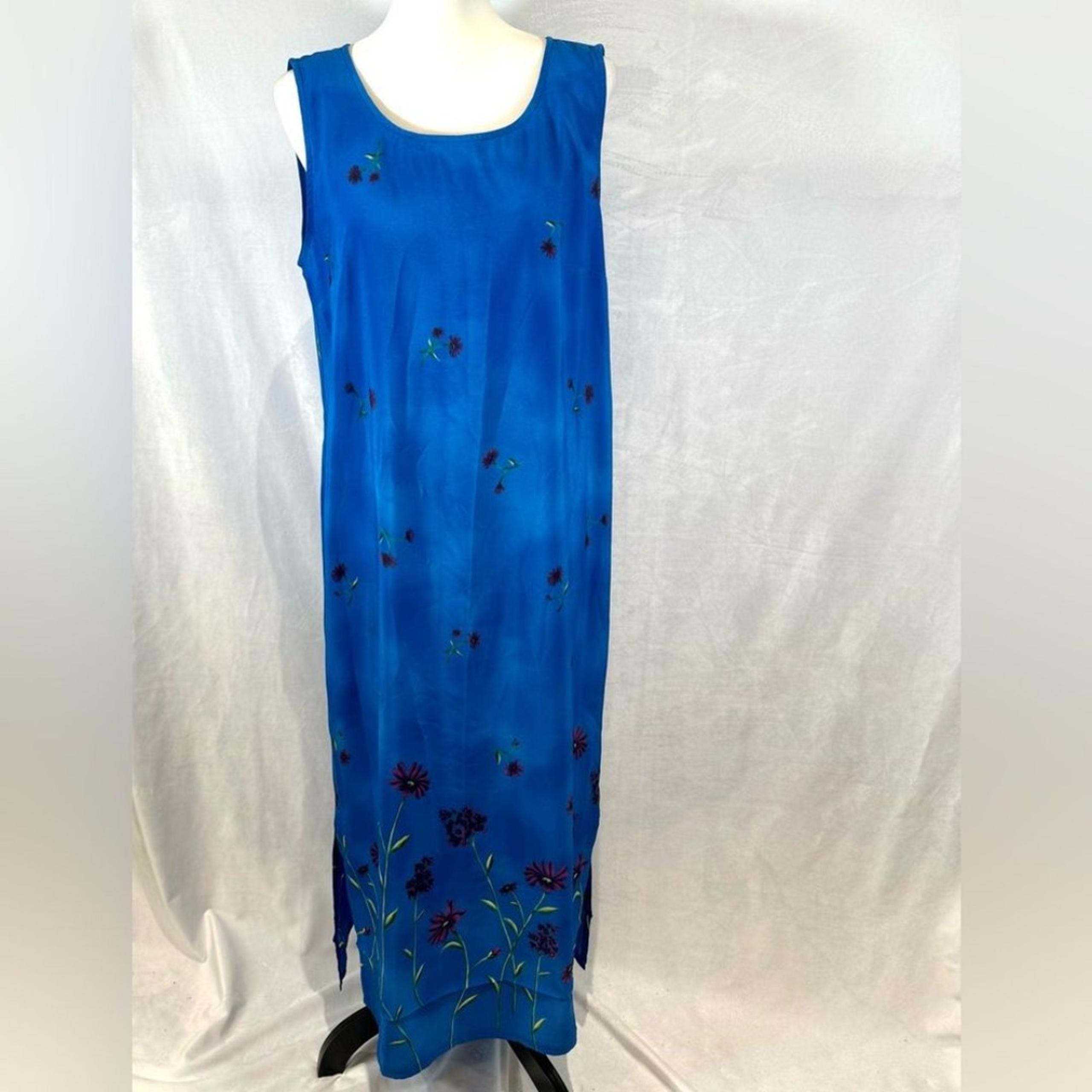 Sag Harbor vintage 90s cobalt blue and purple floral maxi dress size 12