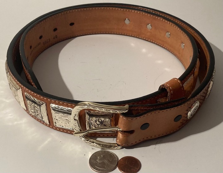Vintage Leather Belt and Buckle, Hand Tooled, Western Sundries, Belts, Quality