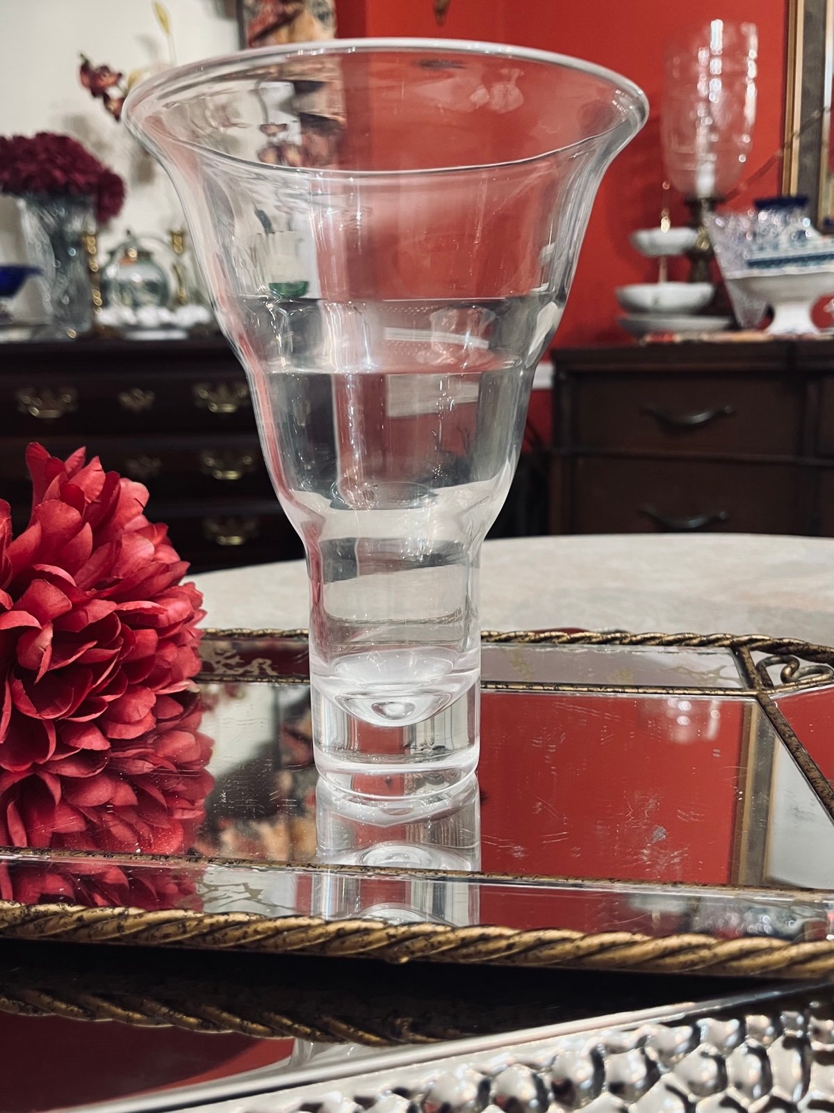 Steuben Modernist Tall Beer Glass/Vase Etch-Signed Vintage Collector piece