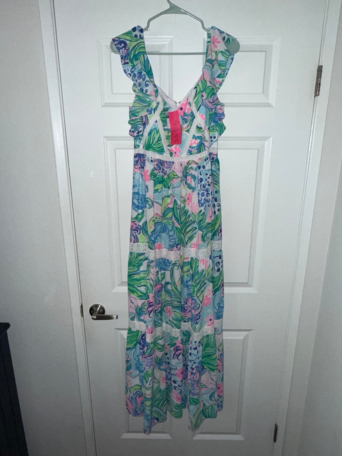 NWT Lilly Pulitzer Ivie Maxi Dress Kitten Around Floral Lace size 2