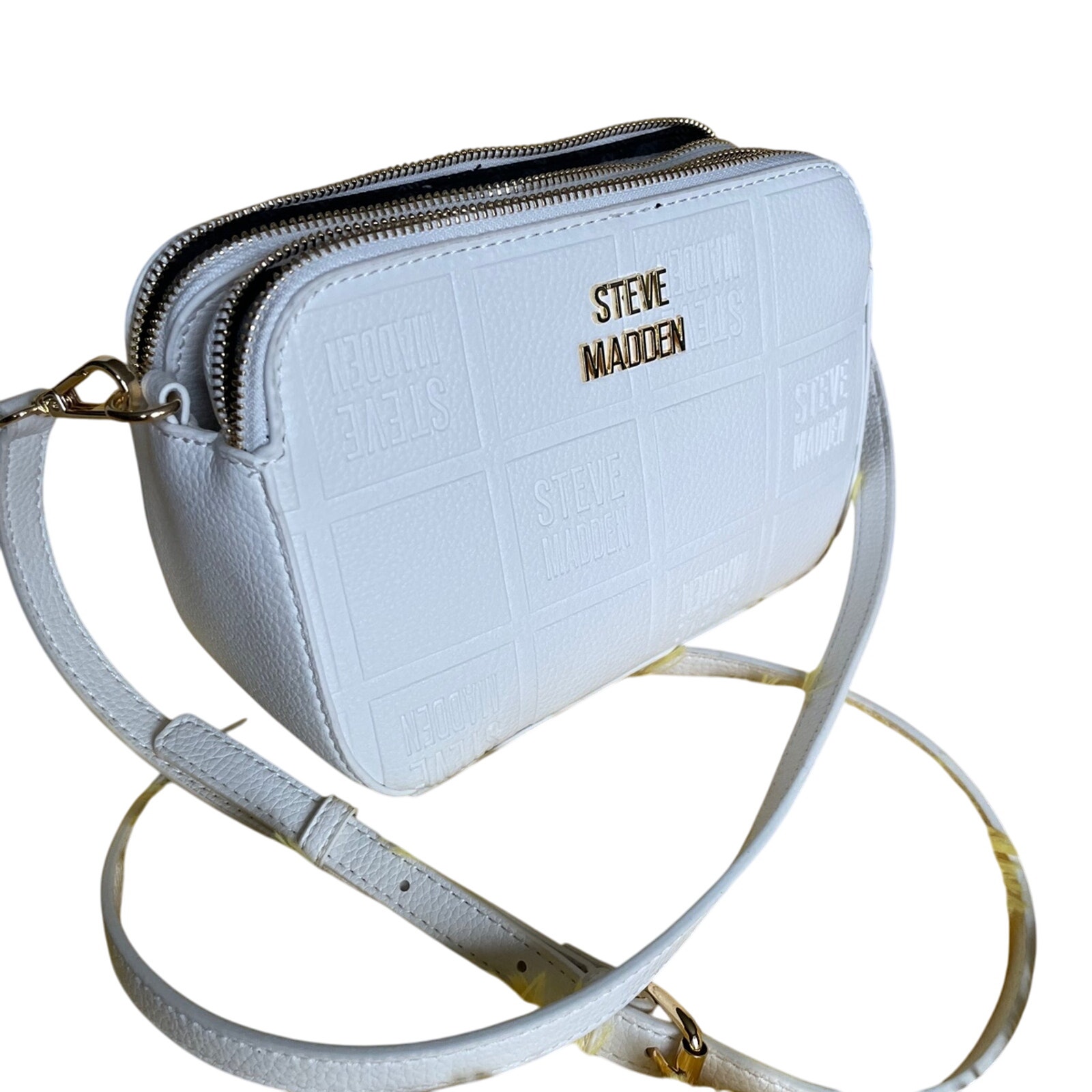 Brand New Steve Madden Embossed White Multi Letters Crossbody Purse