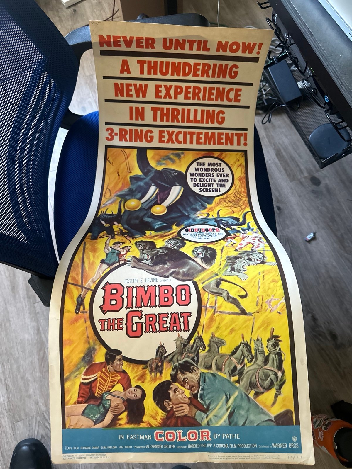 BIMBO THE GREAT 1961 INSERT 14X36 MOVIE POSTER ELEPHANT CIRCUS