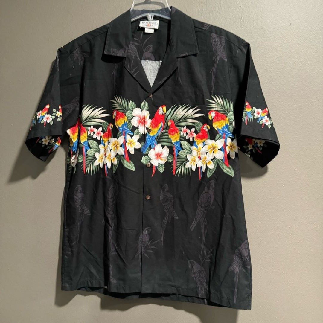 Pacific Legend Hawaiian Parrot Hibiscus Shirt Size Large