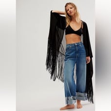 Free People “Velvet Dreams”Fringe Kimono. Nwot