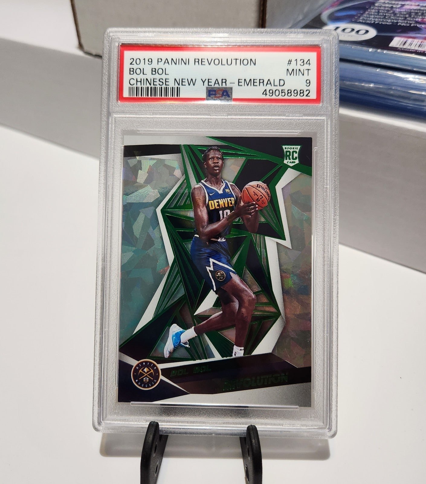 PSA Graded 9 Mint Panini Revolution Bol Bol Chinese New Years Emerald Prizm SP