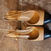 Edited pieces block heel sling back pumps