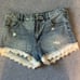 Free People Denim Shorts w/ Lace Trim