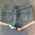 Free People Denim Shorts w/ Lace Trim