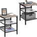 Set of 2 Side Tables with Adjustable Mesh Shelves, for Living Room, Bedroom